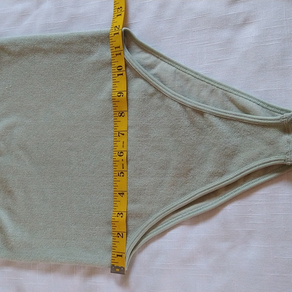 Zara Terrycloth one shoulder bodysuit size XS-Small Light Green Pull-on - Picture 9 of 13